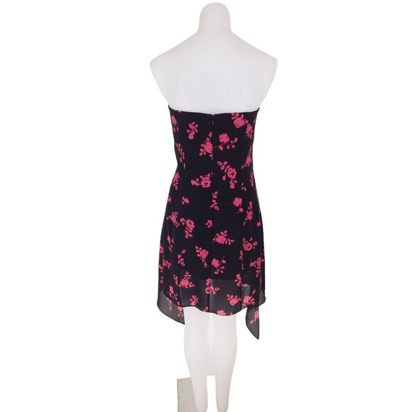Versus Versace Strapless Floral-print Silk-crepe Mini Dress 46 US 10 Black Pink - Picture 8 of 15